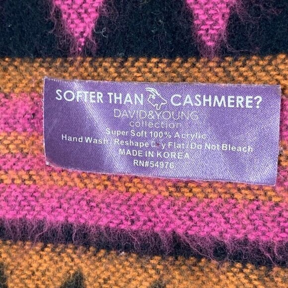 David & Young Collection Soft Than Cashmere Geometric Print Colorful Scarf Wrap - Picture 4 of 4